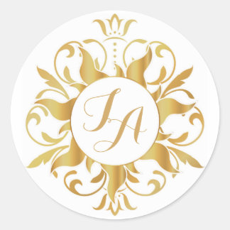 Rond Sticker Monogramme Soleil En Tangue
