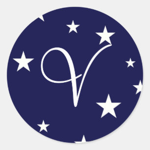 Rond Sticker Monogramme V bleu marine