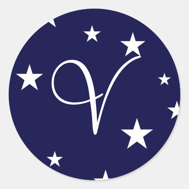 Rond Sticker Monogramme V bleu marine (Devant)