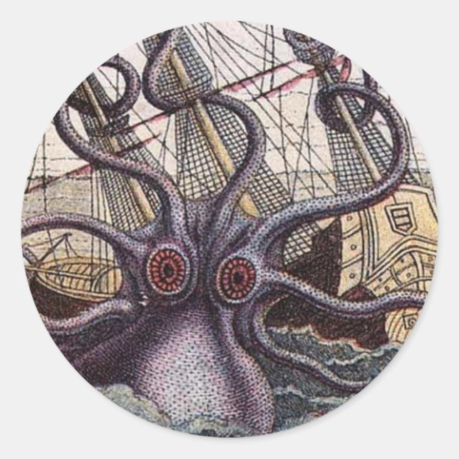 Rond Sticker Monster de mer vintage (Devant)