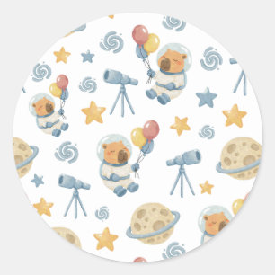 Rond Sticker Motif Astronaut Capybara