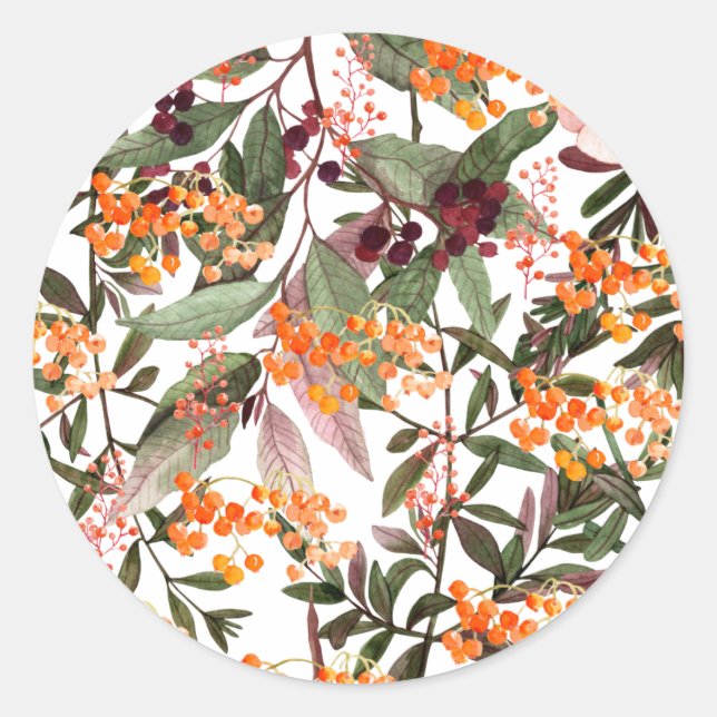 Rond Sticker - motif de fleurs d'aquarelle (Devant)