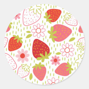 Rond Sticker Motif de fraises rouges