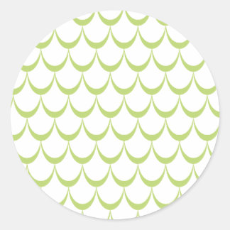Rond Sticker Motif de pétoncle vert minimal