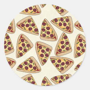 Rond sticker motif de pizza à thème