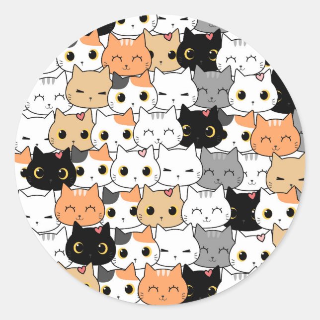 Rond Sticker motif doux chaton doodten sans soudure (Devant)