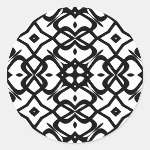 Rond Sticker Motif en dentelle X métallique - noir et b