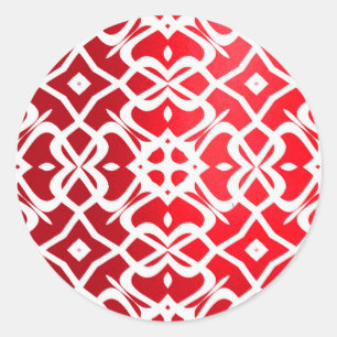 Rond Sticker Motif en dentelle X métallique - Rouge et 