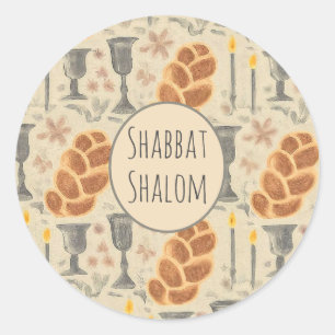 Rond Sticker Motif Shabbat