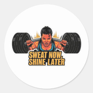 Rond Sticker Motivational Fitness Sweat Now Shine Plus 