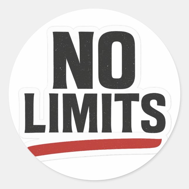 Rond Sticker Motivational No Limites - Gras noir & roug (Devant)