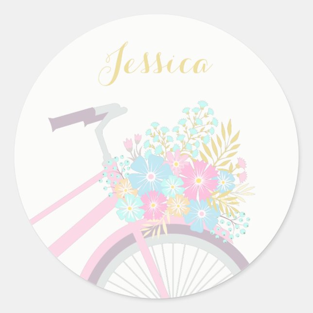 Rond Sticker moto moto monogramme mignon Pastel (Devant)