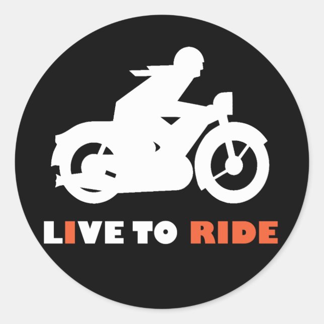 Rond Sticker Motorbike Live To Ride Biker (Devant)