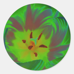 Rond Sticker Mystic Green Tulip