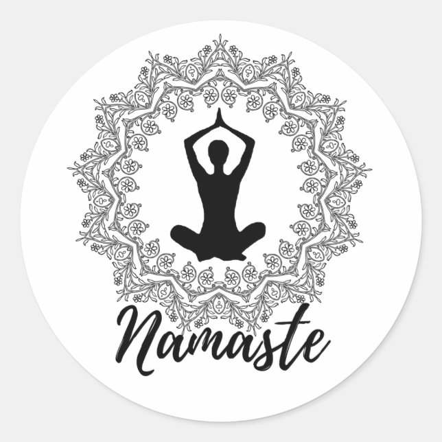 Rond Sticker Namaste Mandala Yoga (Devant)