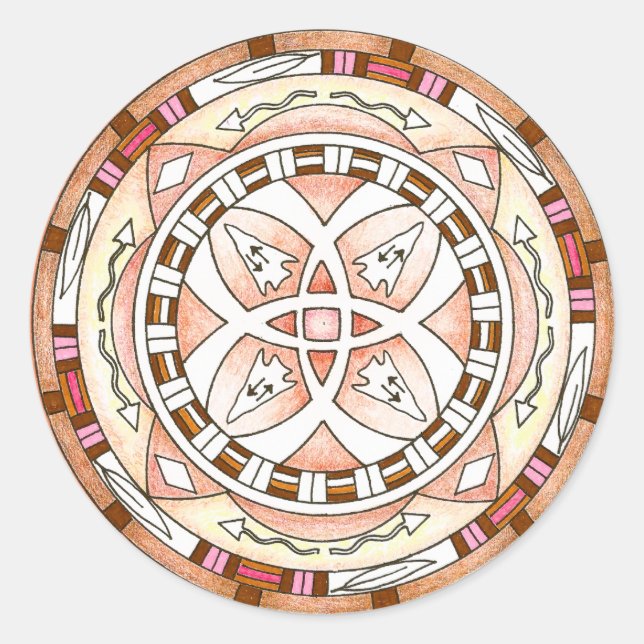 Rond Sticker Native American Southwestern mandala (Devant)