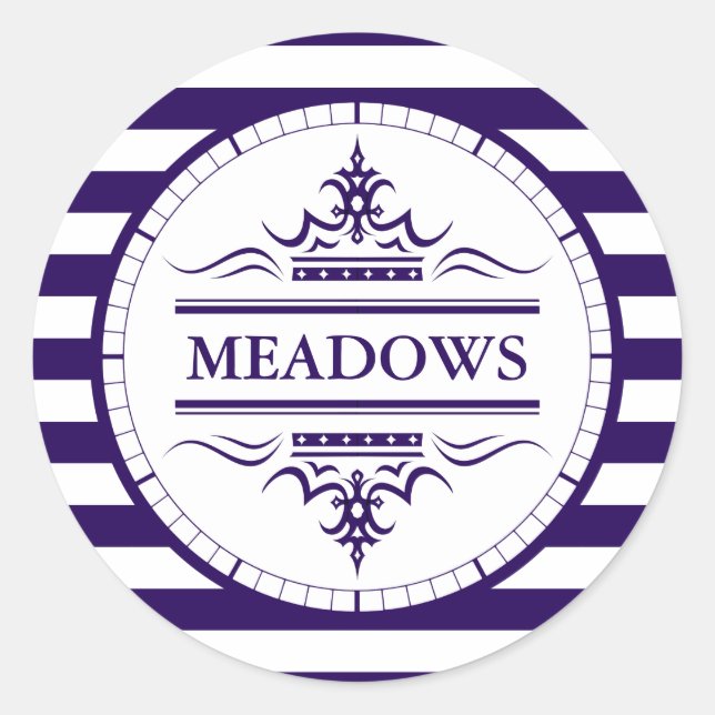 Rond Sticker Nautique Élégant de la Marine Monogram Cla (Devant)