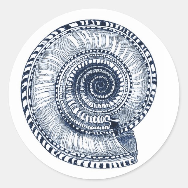 Rond Sticker Navy Blue Sea Shell (Devant)