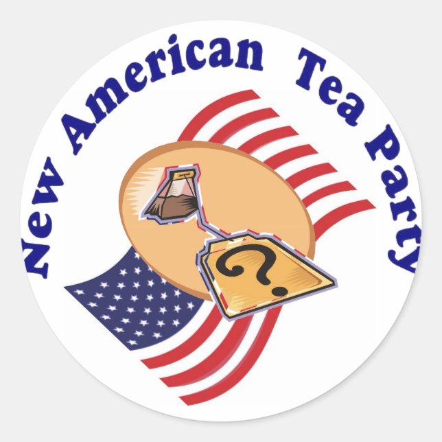 Rond Sticker New American Tea Party (Devant)