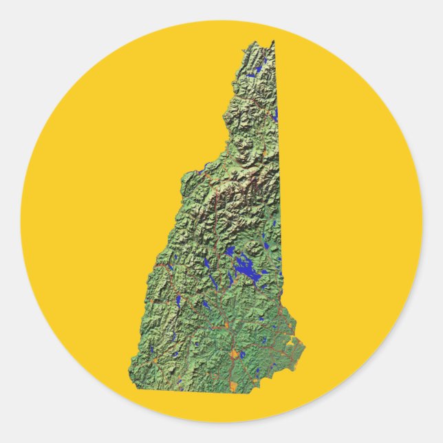 Rond Sticker New Hampshire Map (Devant)