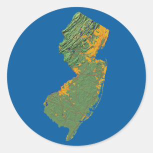 Rond Sticker New Jersey Map