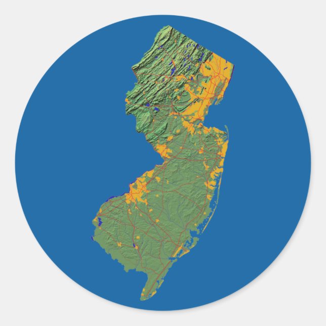 Rond Sticker New Jersey Map (Devant)