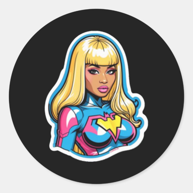 Rond Sticker Nicki Minaj Superhero (Devant)