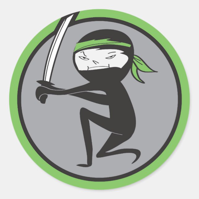 Rond Sticker Ninja Ceinture verte (Devant)