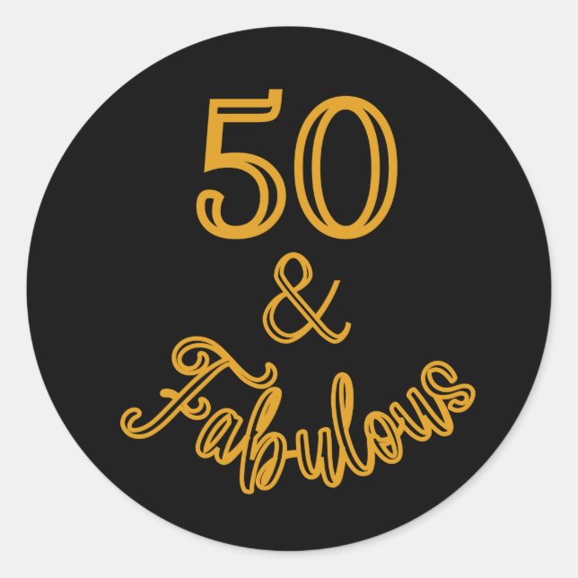 Rond Sticker noir et or 50 et fabuleux (Devant)