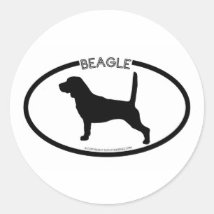Rond Sticker noir Silhouette beagle