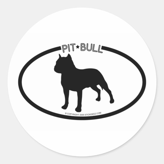 Rond Sticker noir Silhouette Pit Bull (Devant)