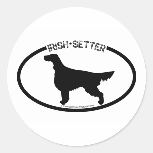 Rond Sticker noir Silhouette Setter irlandais (Devant)