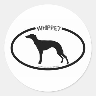 Rond Sticker noir Silhouette Whippet
