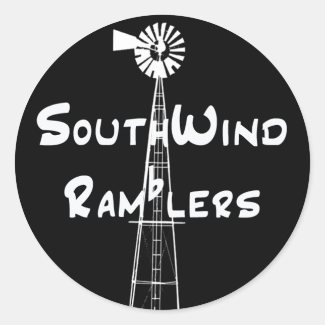 Rond Sticker noir Texte horizontal blanc (Devant)