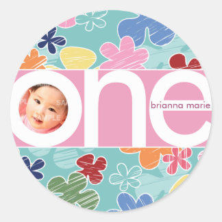 Rond Sticker numérique à fleurs croquantes