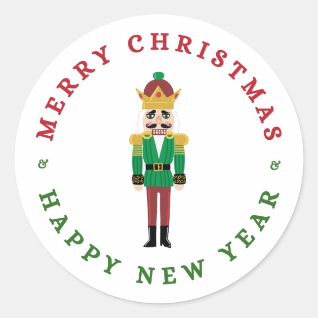 Rond Sticker Nutcracker Joyeux Noël (Devant)