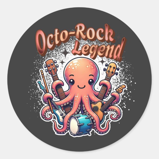 Rond Sticker Octo-Rock Legend Rock Music Octopus (Devant)