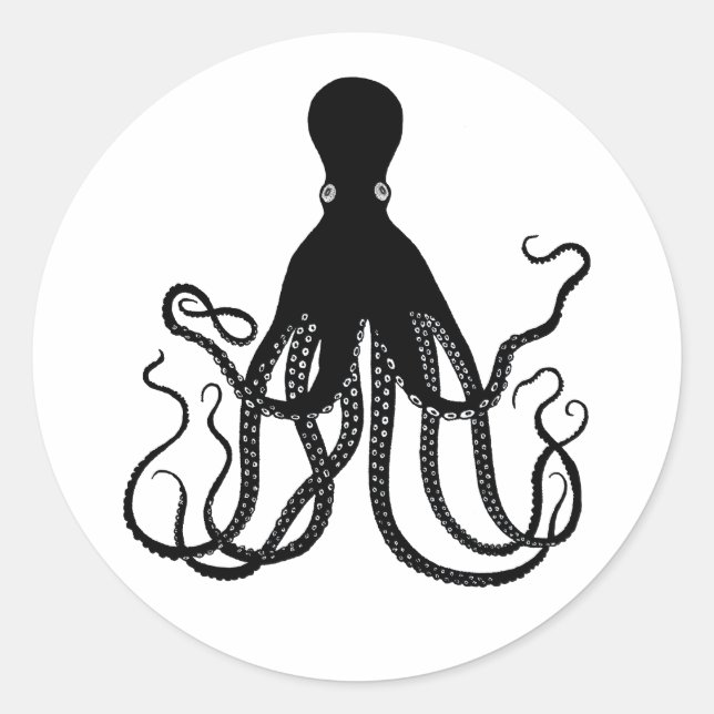 Rond Sticker octopus noir (Devant)