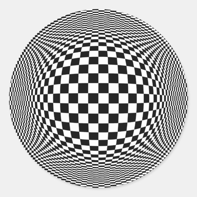 Rond Sticker Optique Illusion Checkers (Devant)