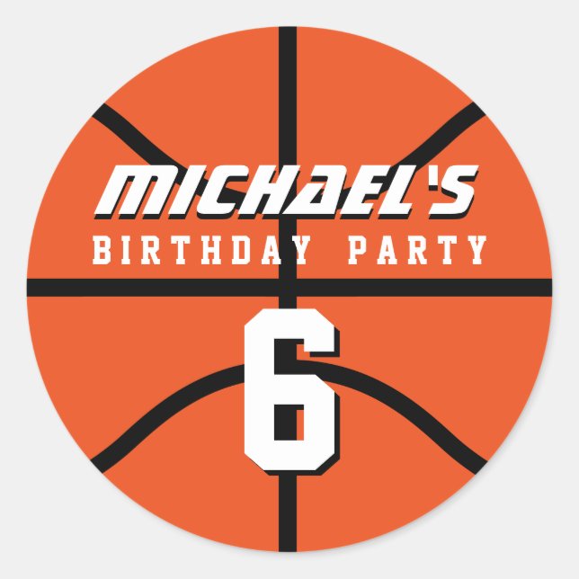Rond Sticker Orange Basketball Sports Anniversaire (Devant)