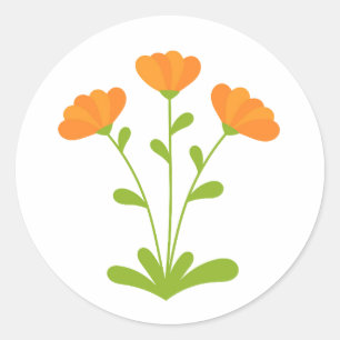Rond Sticker Orange Calendula fleurs