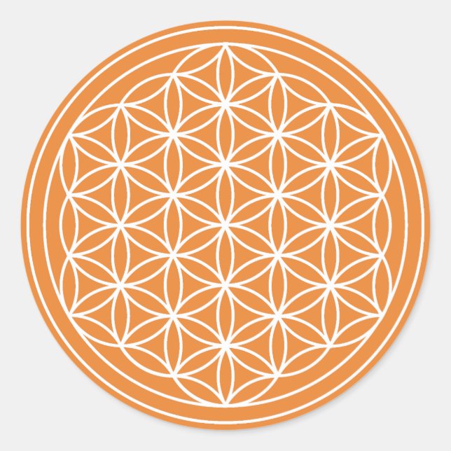 Rond Sticker Orange Flower of Life (Devant)