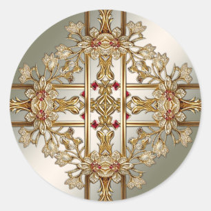 Rond Sticker Ornate Or