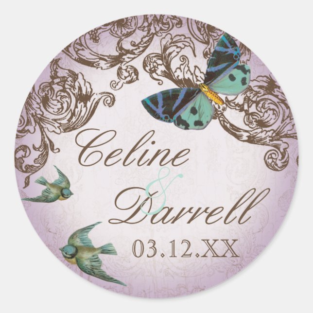 Rond Sticker ou sceau Mariage de Botanica - Lavande (Devant)