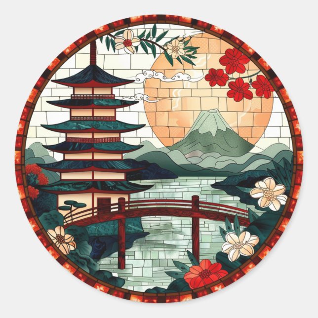 Rond sticker pagode en verre (Devant)