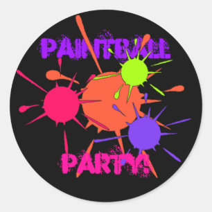 Rond Sticker Paintball Party Colorful Splates Peinture