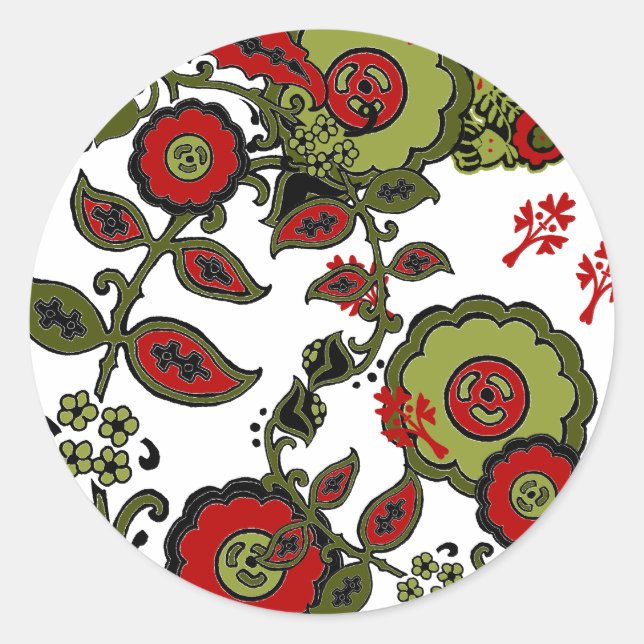 Rond Sticker Paisley de Noël (Devant)