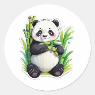 Rond Sticker Panda Bamboo