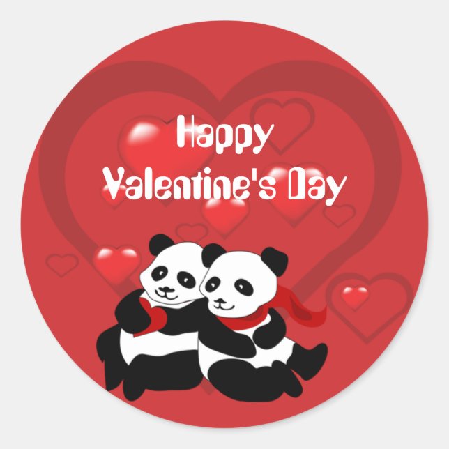 Rond Sticker Panda Heart de la Saint Valentin (Devant)