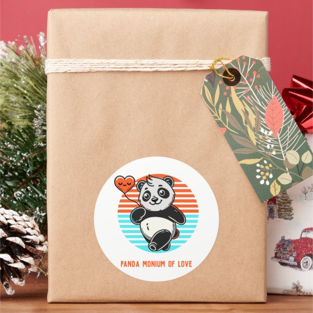 Rond Sticker Panda "Panda-monium of Love" (vacances)